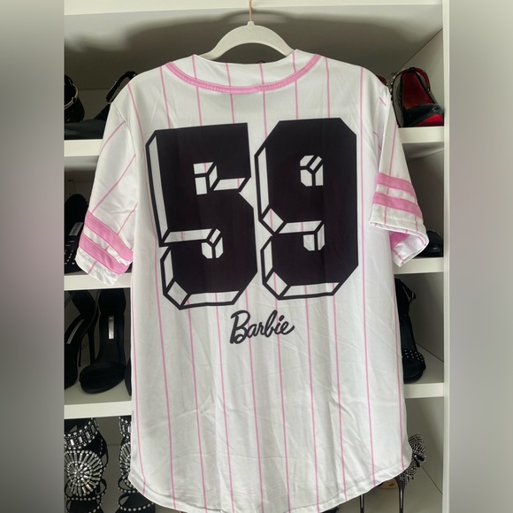 Official Barbie Baseball Jersey Size Small Pink & White New - Picture 4 of 7